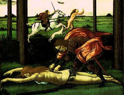 BOTTICELLI, Sandro The Story of Nastagio degli Onesti (detail of the second episode)  dghg